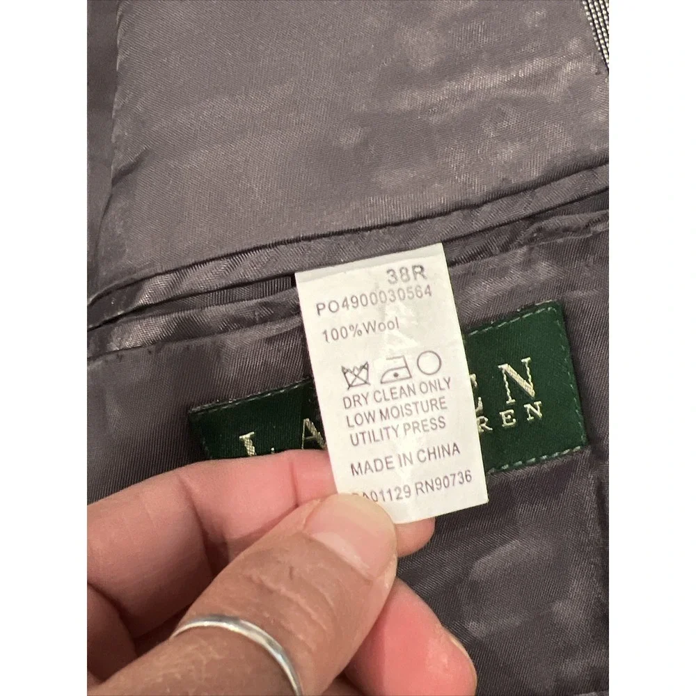 Lauren Ralph Lauren Men's Gray Sport Coat Jacket Blazer 38R 100% Wool